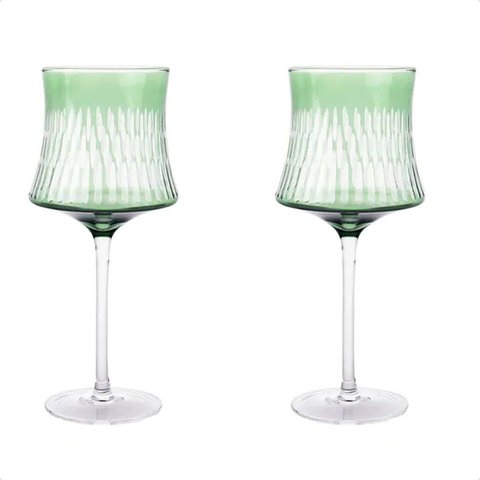 Cj de Taças em Vidro Verde – 2 Pcs