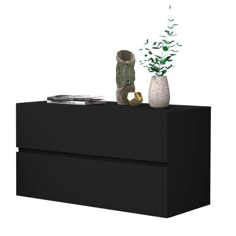 Mesa de Cabeceira Eros 60cm Preto Suspenso