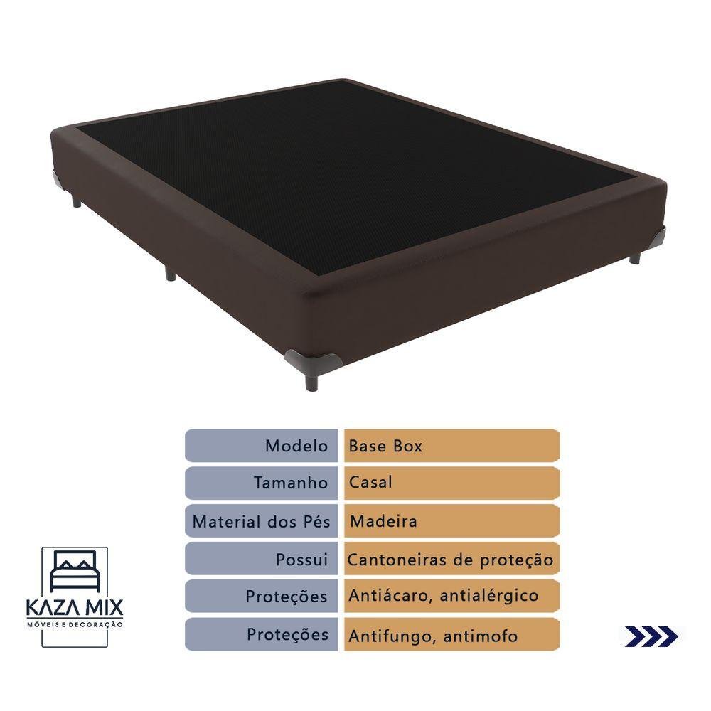 Cama Box Casal Marrom e Colchão Ortobom Airtech Springpocket - 3