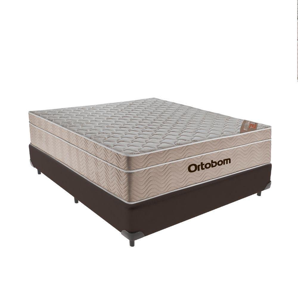 Cama Box Casal Marrom e Colchão Ortobom Airtech Springpocket