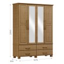 Ver imagem 3 de Guarda-roupa Bipartido 4 Portas 4 Gavetas Freijó Ouro Madeira Pinus - Finestra