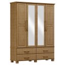 Ver imagem 2 de Guarda-roupa Bipartido 4 Portas 4 Gavetas Freijó Ouro Madeira Pinus - Finestra