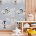 Ver imagem 5 de Papel de Parede Urso Baloeiro Azul Infantil Colorido Rolo 3m