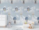 Ver imagem 3 de Papel de Parede Urso Baloeiro Azul Infantil Colorido Rolo 3m
