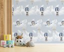 Ver imagem 2 de Papel de Parede Urso Baloeiro Azul Infantil Colorido Rolo 3m