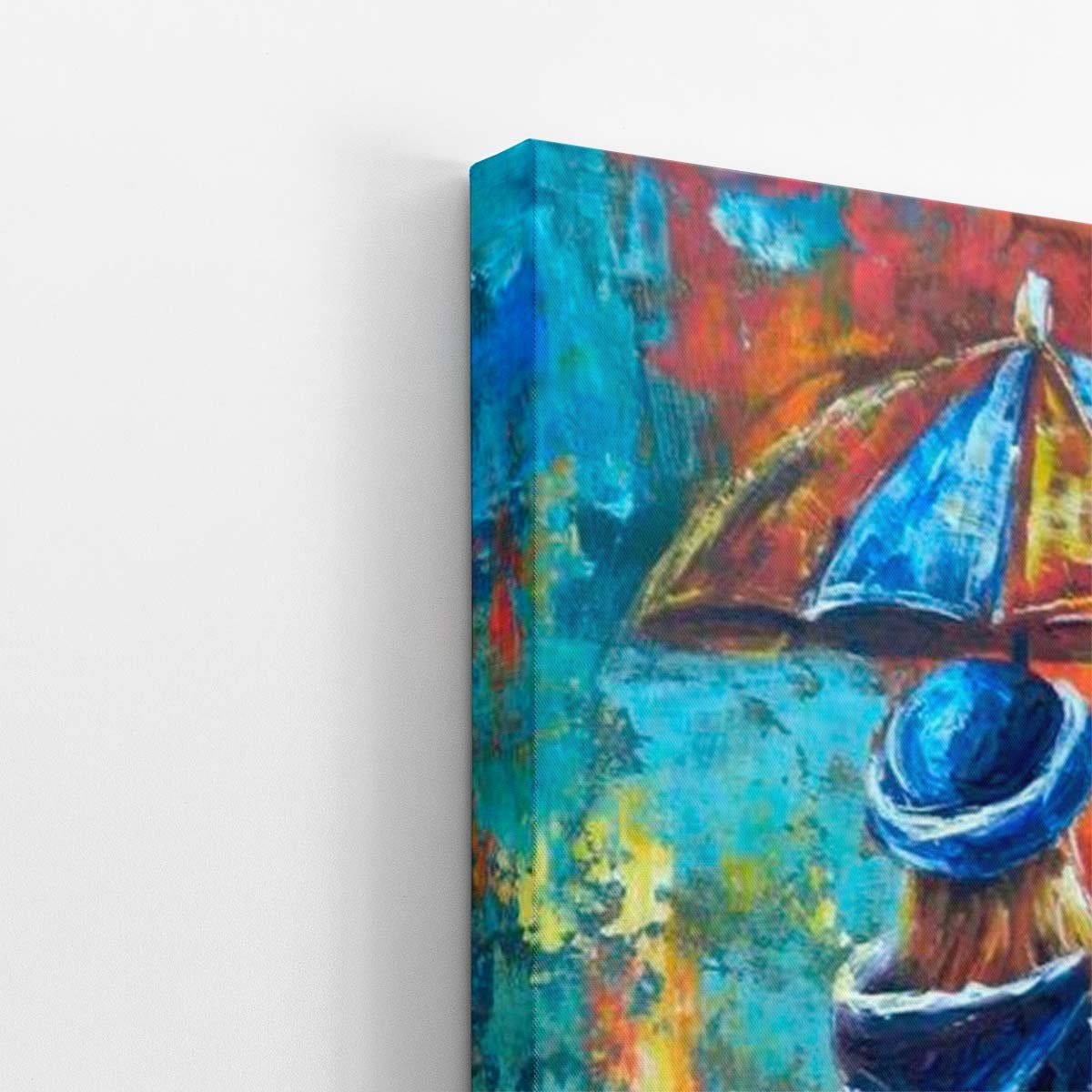 Menina Guarda Chuva Gato Colorido Quadro Canvas 100x70cm - 3