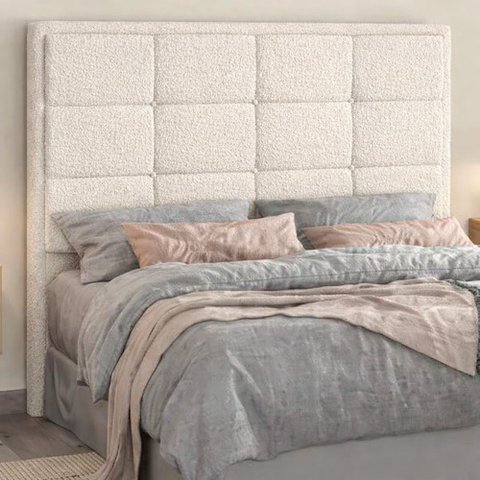 Cabeceira para Cama Box King 195cm Sena Bouclé Off White - Sallar Home