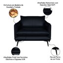 Ver imagem 2 de Poltrona Decorativa Sala de Estar América Couro Azul Marinho - Mozzelar