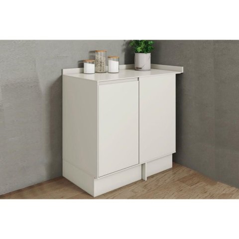 Gabinete Cozinha Modulado Fineze 1 Porta Canto Reto c/Tampo Areia Henn