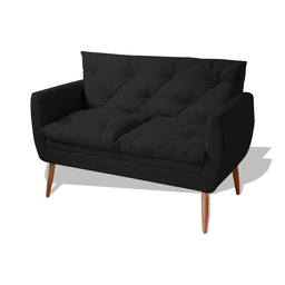Namoradeira Emily Sofá 2 Lugares Sala Estar Recepção Suede Preto - 3 Namoradeira Emily Sofá 2 Lugares Sala Estar Recepção Suede Preto - 3