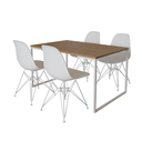 Ver imagem 2 de Mesa Industrial Base Ferro Branco Tampo 137x90 Amendoa 4 Cadeiras Eames Ferro Branco Assento Branco