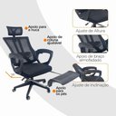 Ver imagem 2 de Kit 3 Cadeiras de Escritório Presidente Paris Tela Mesh Base Giratória com Apoio de Cabeça Preta