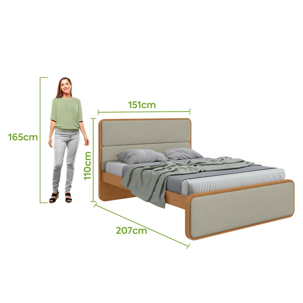 Cama Casal Loop - Lopas Amendoa Clean/sálvia - 2