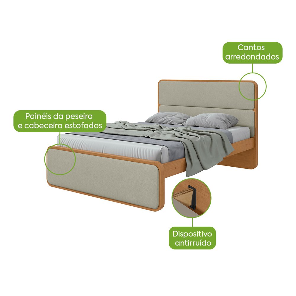 Cama Casal Loop - Lopas Amendoa Clean/sálvia - 6