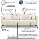 Ver imagem 3 de Sofá 2 Lugares 1,80m Estofado em Linho Rústico Natural com Pés Metálicos - Living Lucadi Home