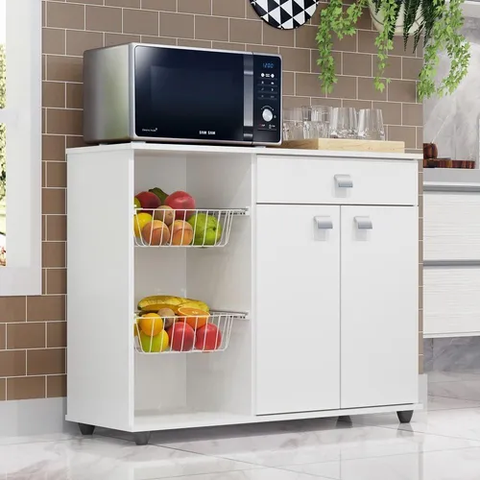 Balcão Fruteira Renata Microondas Bebedouro 2 Portas 1 Gaveta - Branco