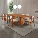 Ver imagem 1 de Sala de Jantar Mesa Noronha 220cm Tampo Laminado Canto Barril com 8 Cadeiras Viena