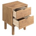 Ver imagem 3 de Mesa de Cabeceira em Madeira Maciça 2 Gavetas Marrom Amêndoa