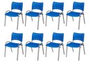 Ver imagem 2 de Cadeira Iso Base Cinza, Igreja, Escola, Escritório - Azul Kit 8 Peças