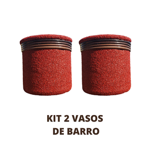 Kit Vaso de Barro Areia Terrilho 16cm Vermelho