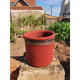 Kit Vaso de Barro Areia Terrilho 16cm Vermelho - 5