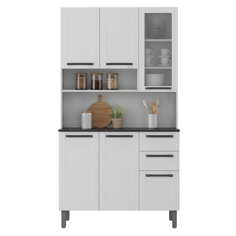 Armário de Cozinha Itatiaia Florença 105 Cm 6 Portas e 2 Gavetas Branco