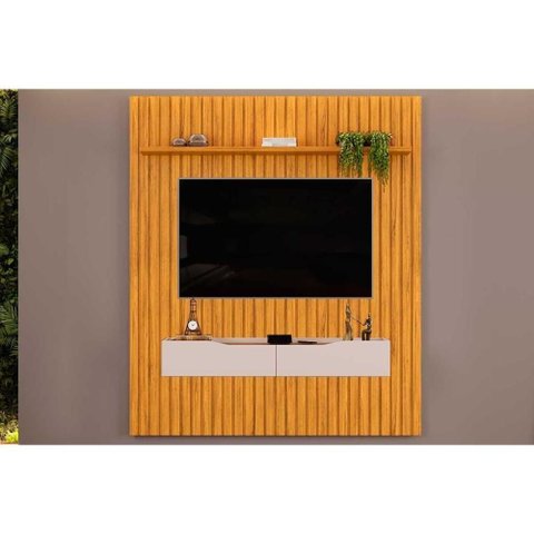 Home P- Tv até 65 Pol Pratic Ripado C- 2 Gavetas 183x240cm Cedro-bali - Dj Móveis