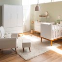 Ver imagem 1 de Kit Quarto Infantil Theo com Pés Square Mel - Berço + Cômoda 6 Gavetas + Guarda-roupa 3 Portas +polt
