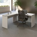 Ver mais imagens de Mesa Escrivaninha em L 135cm x 150cm Pés Painel F5 Office Cor:Cinza