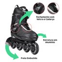 Ver imagem 3 de Patins 4 Rodas Inline Para Adulto Ajustável 37 ao 40 Rolamento ABEC 7 Atrio - Preto e Cinza