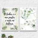 Ver imagem 1 de Kit 2 Quadros Evangélicos Salmo 23 45x34cm:Madeira branca