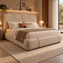 Ver imagem 1 de Conjunto Cama King Cabeceira Star Divani Bouclé Premiun Detalhes em Courino Luxouso Moderna Elegante