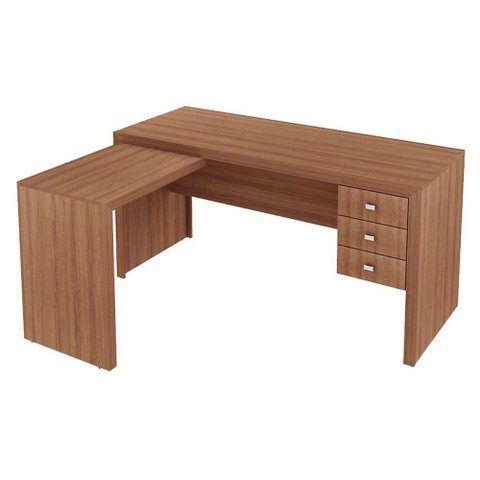 Mesa de Escritório ME4106 c/ 3 Gavetas Amêndoa - Tecno Mobili