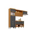 Ver imagem 1 de Cozinha Modulada Nesher Princesa 3 Peças (Balcão + Aéreo + Paneleiro) C3P23 Freijo/Grafite