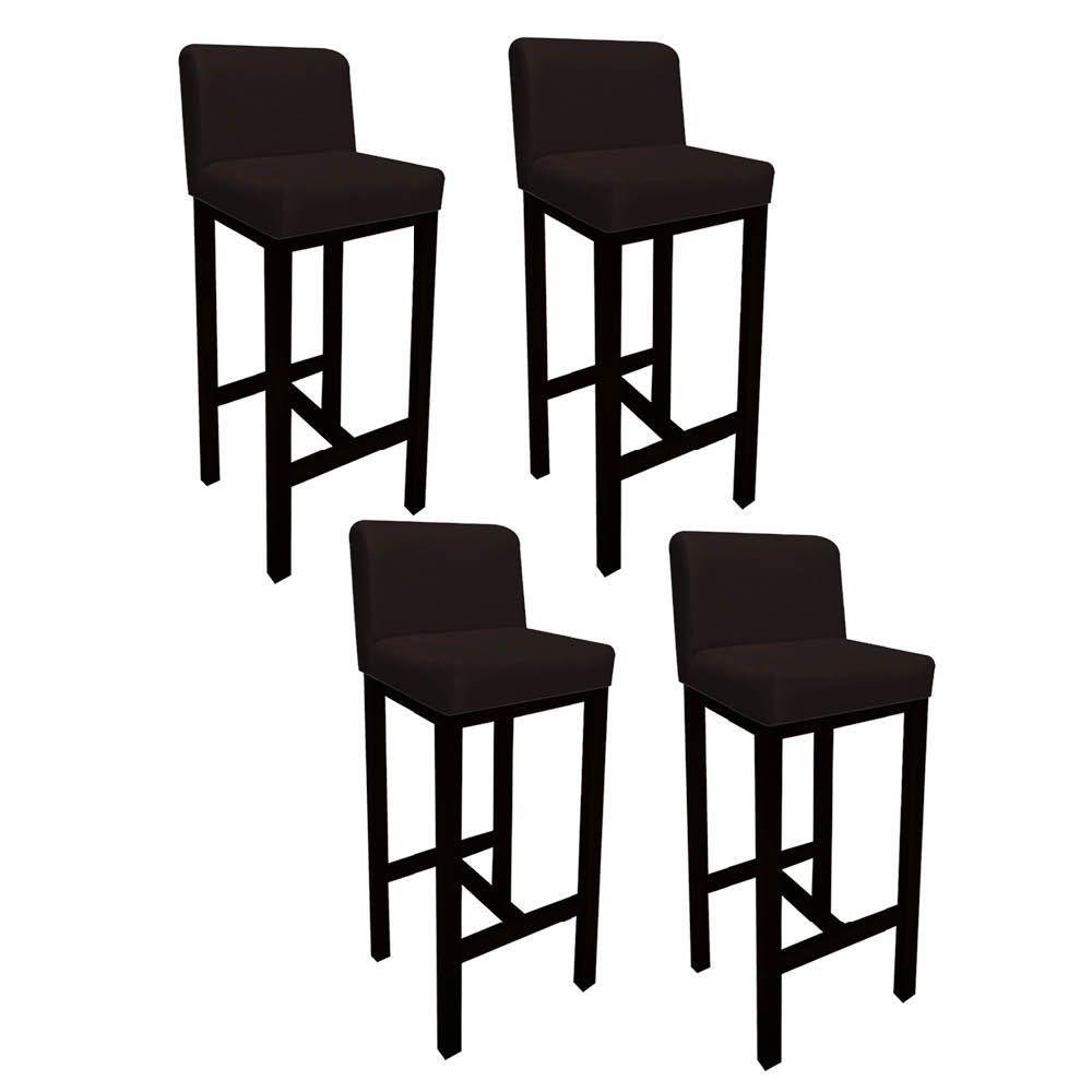 Kit 04 Banquetas Bia Suede Marrom - 1