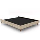 Ver imagem 1 de Cama Casal Base Box Pés Madeira 203cm Suném P05 Linho Bege - Lyam Decor
