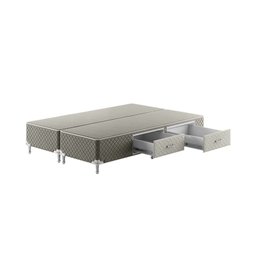 Base Box Gaveta Bipartido Queen Spubio Incofal Bege 158x198x40cm - 1