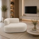 Ver imagem 2 de Sofá Puf Orgânico 140 cm 2 Lugares Consultório Recepção Sala:Off White/Bouclé Lado Direito