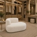 Ver imagem 3 de Sofá Puf Orgânico 140 cm 2 Lugares Consultório Recepção Sala:Off White/Bouclé Lado Direito