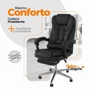 Ver imagem 4 de Cadeira de Escritório Presidente Ergonômica Apoio Pés Preto