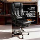 Ver imagem 3 de Cadeira de Escritório Presidente Ergonômica Apoio Pés Preto