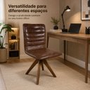 Ver imagem 4 de Cadeira Jaque Giratória Sala de Estar Jantar Cor Whisky Base Madeira Kit 6 Unidades