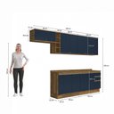 Ver imagem 4 de Armário de Cozinha Completa 100% Mdf 300cm Nogueira/azul Profundo Celeste Kappesberg