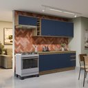 Ver imagem 1 de Armário de Cozinha Completa 100% Mdf 300cm Nogueira/azul Profundo Celeste Kappesberg