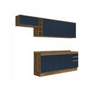 Ver imagem 2 de Armário de Cozinha Completa 100% Mdf 300cm Nogueira/azul Profundo Celeste Kappesberg