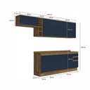 Ver imagem 3 de Armário de Cozinha Completa 100% Mdf 300cm Nogueira/azul Profundo Celeste Kappesberg