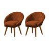 Kit 2 Poltronas Decorativa Canastra Estofada Veludo Laranja Terracota Pés Palito em Madeira Maciça - 1