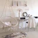 Ver imagem 2 de Cadeira Rede Balanço Suspensa Almofada Trançada Decoraçao Teto Varanda Sacada Jardim Quintal Leitura