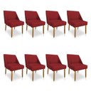 Ver imagem 1 de Kit 08 Cadeiras Poltona Juliana Suede Vermelho Pés Palito Castanho - Pallazio