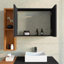 Ver imagem 1 de Espelheira Banheiro Angola Preto Fosco/naturalle